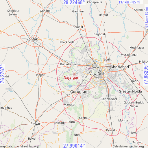 Najafgarh on map