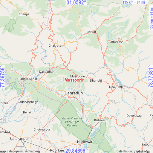 Mussoorie on map