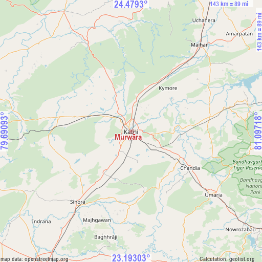 Murwāra on map