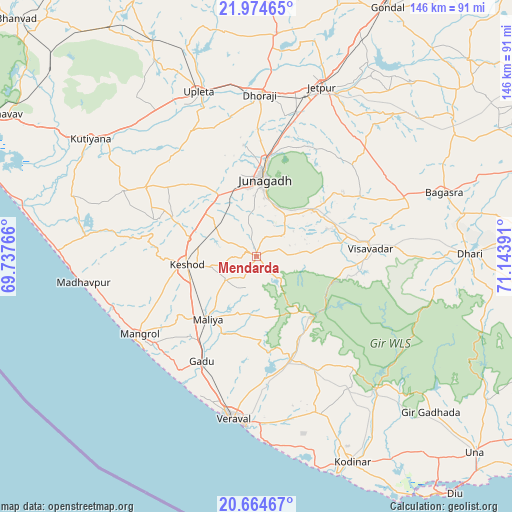 Mendarda on map