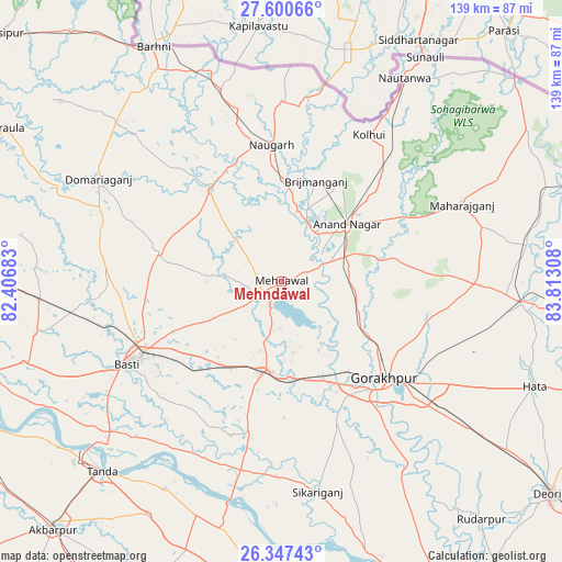 Mehndāwal on map