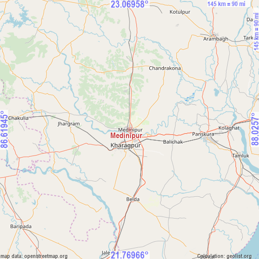 Medinīpur on map