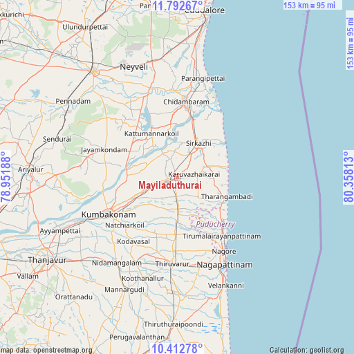 Mayiladuthurai on map