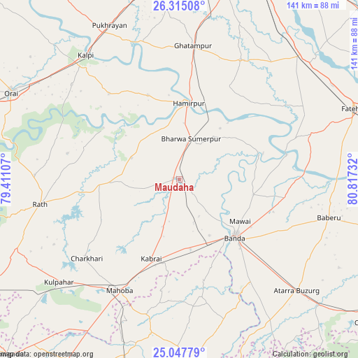 Maudaha on map