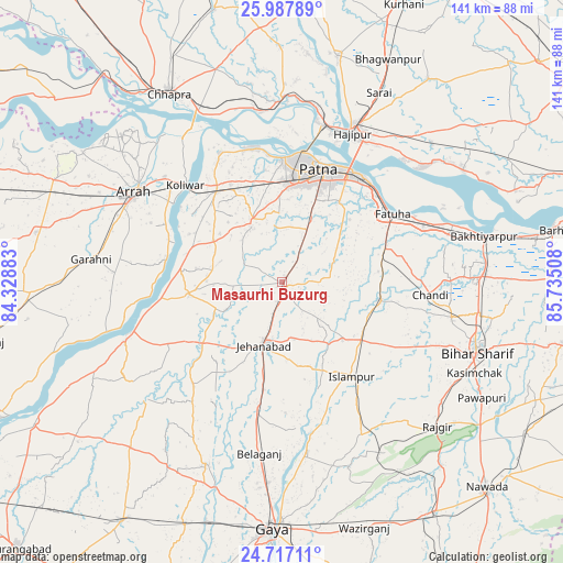 Masaurhi Buzurg on map