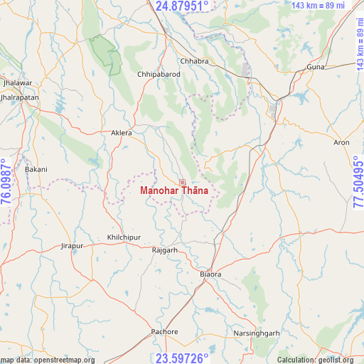Manohar Thāna on map