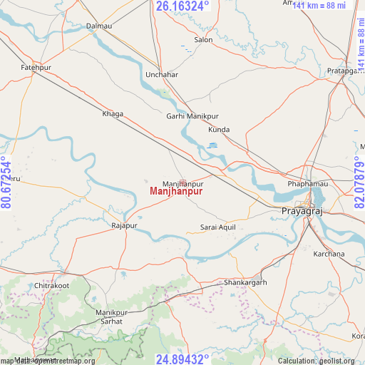 Manjhanpur on map