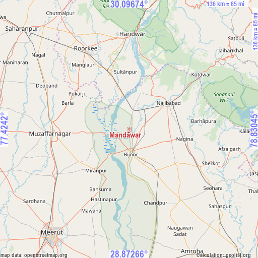 Mandāwar on map