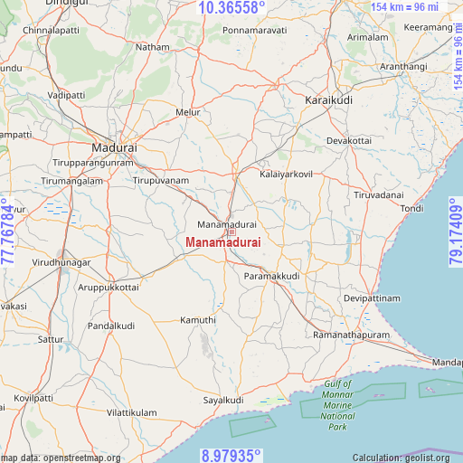 Manamadurai on map