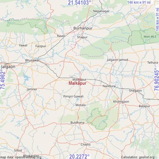 Malkāpur on map
