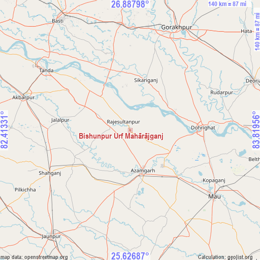 Bishunpur Urf Mahārājganj on map