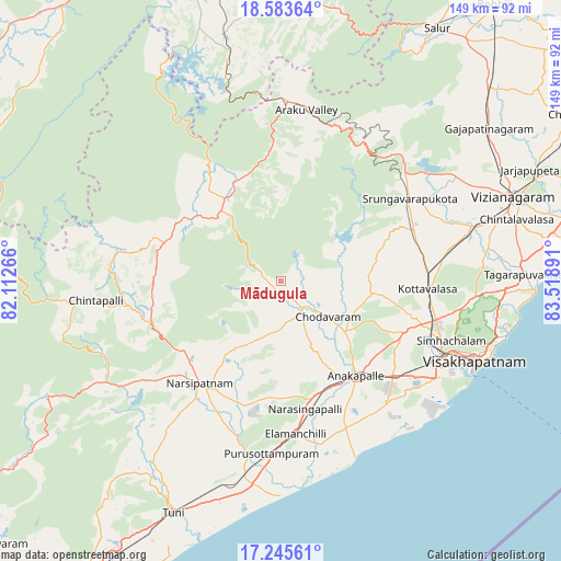 Mādugula on map