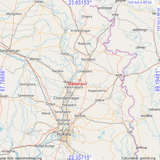 Madanpur on map