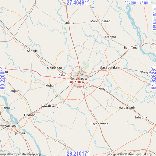 Lucknow on map