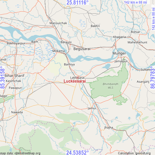 Luckeesarai on map