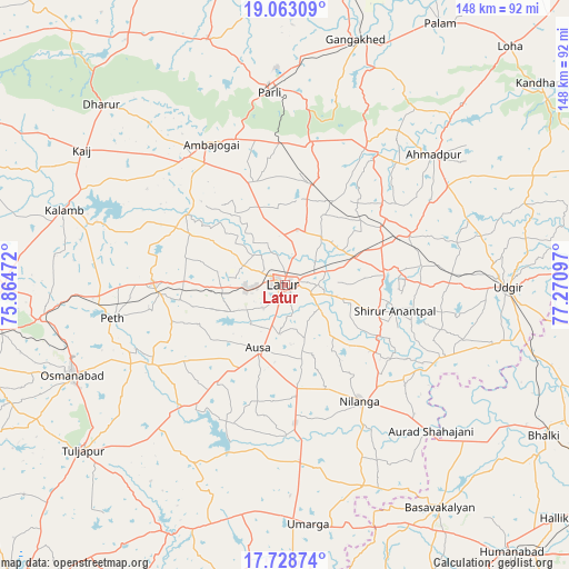 Latur on map
