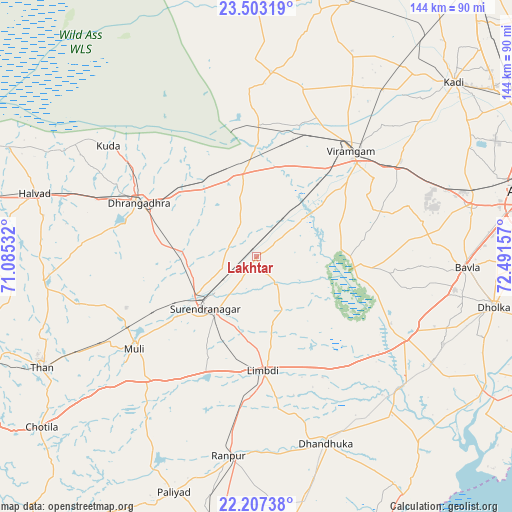 Lakhtar on map