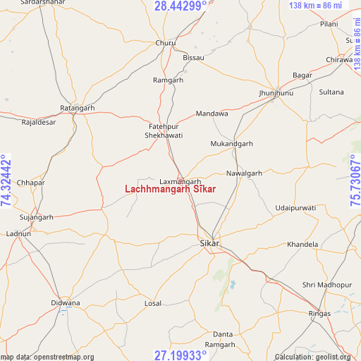 Lachhmangarh Sīkar on map