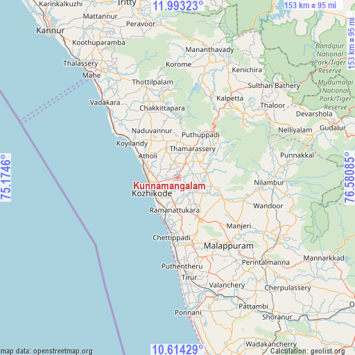 Kunnamangalam on map