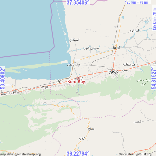 Kord Kūy on map