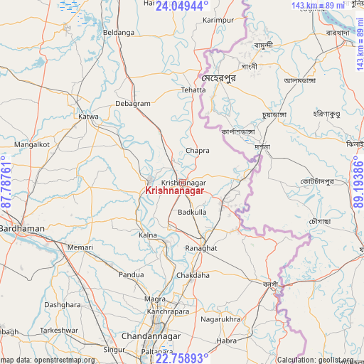 Krishnanagar on map