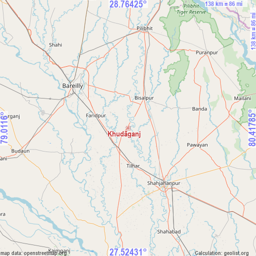 Khudāganj on map