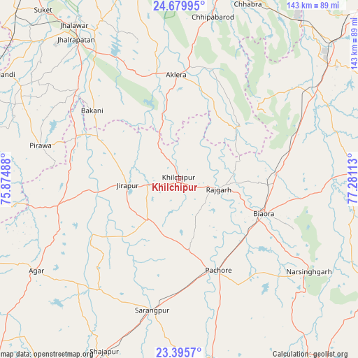Khilchipur on map
