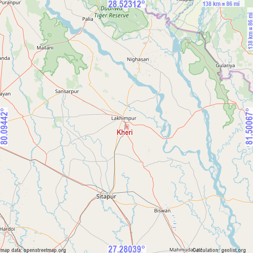 Kheri on map