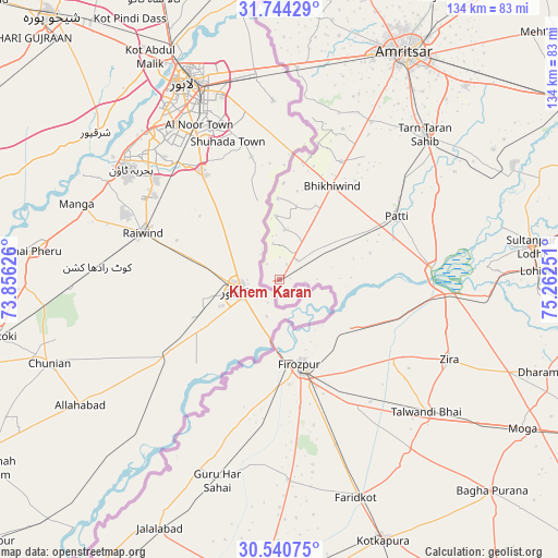 Khem Karan on map