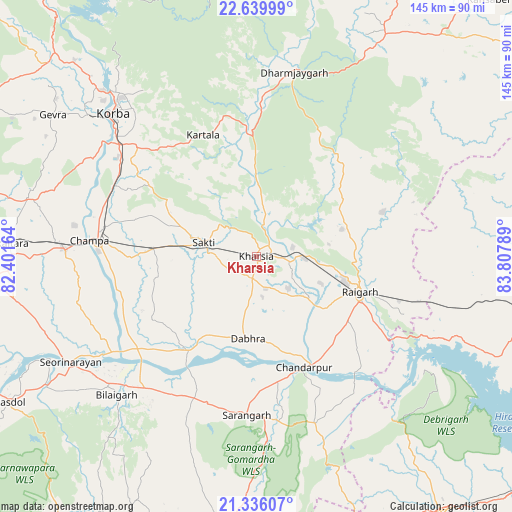 Kharsia on map
