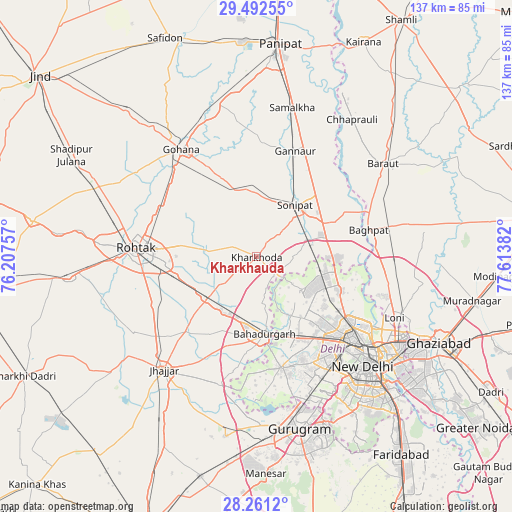 Kharkhauda on map