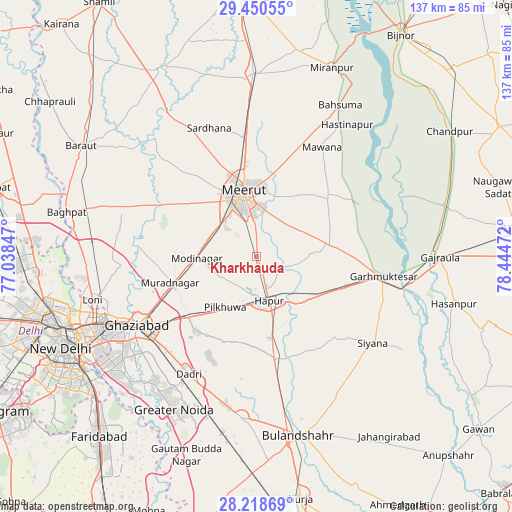 Kharkhauda on map
