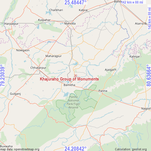 Khajuraho Group of Monuments on map