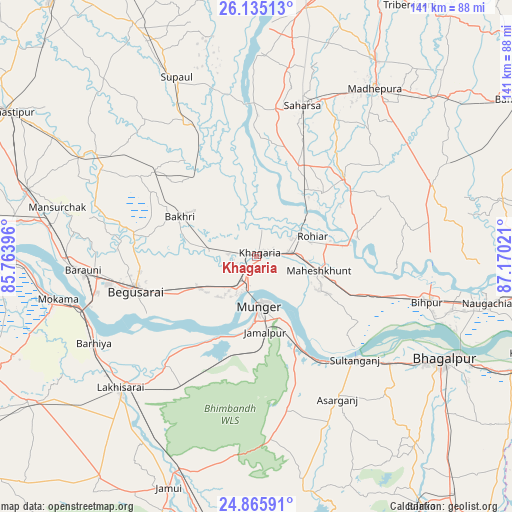 Khagaria on map