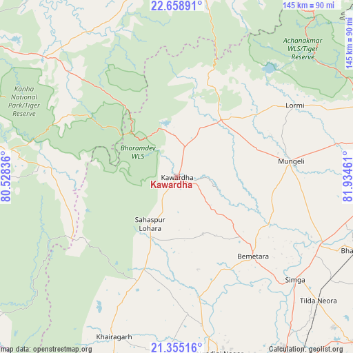 Kawardha on map