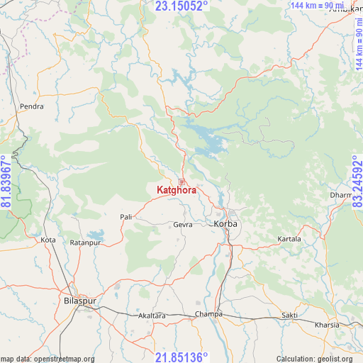 Katghora on map