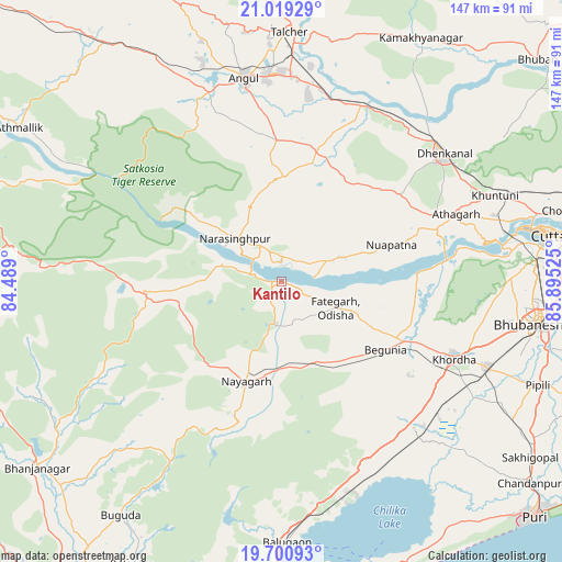 Kantilo on map