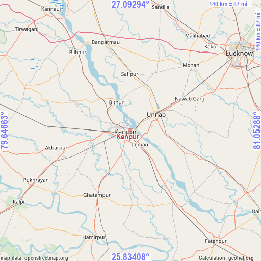 Kanpur on map