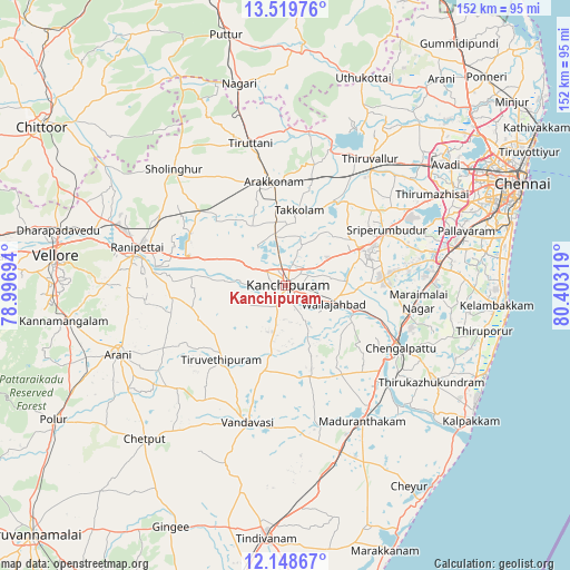 Kanchipuram on map