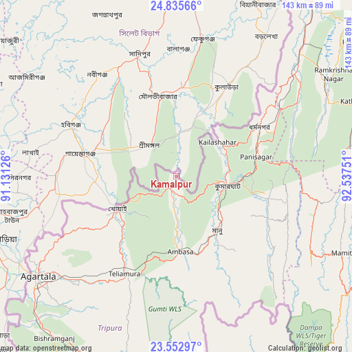 Kamalpur on map