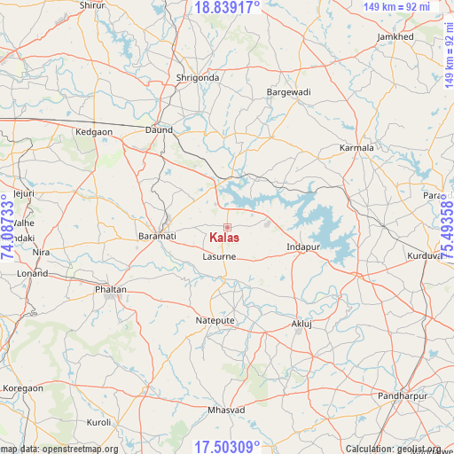 Kalas on map