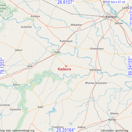 Kadaura on map