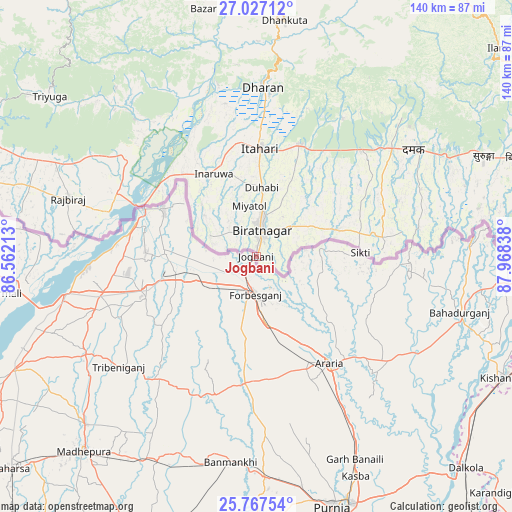 Jogbani on map
