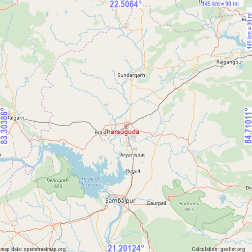 Jharsuguda on map