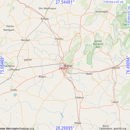 Jaipur on map