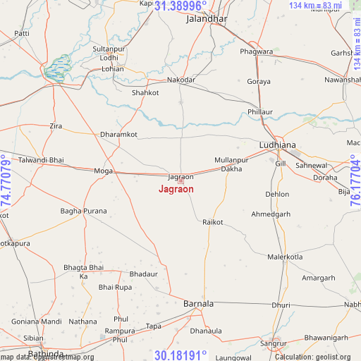 Jagraon on map