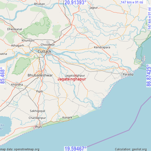 Jagatsinghapur on map