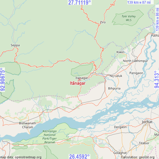 Itānagar on map