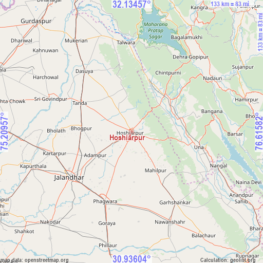 Hoshiārpur on map