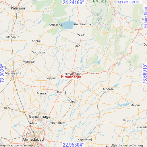 Himatnagar on map